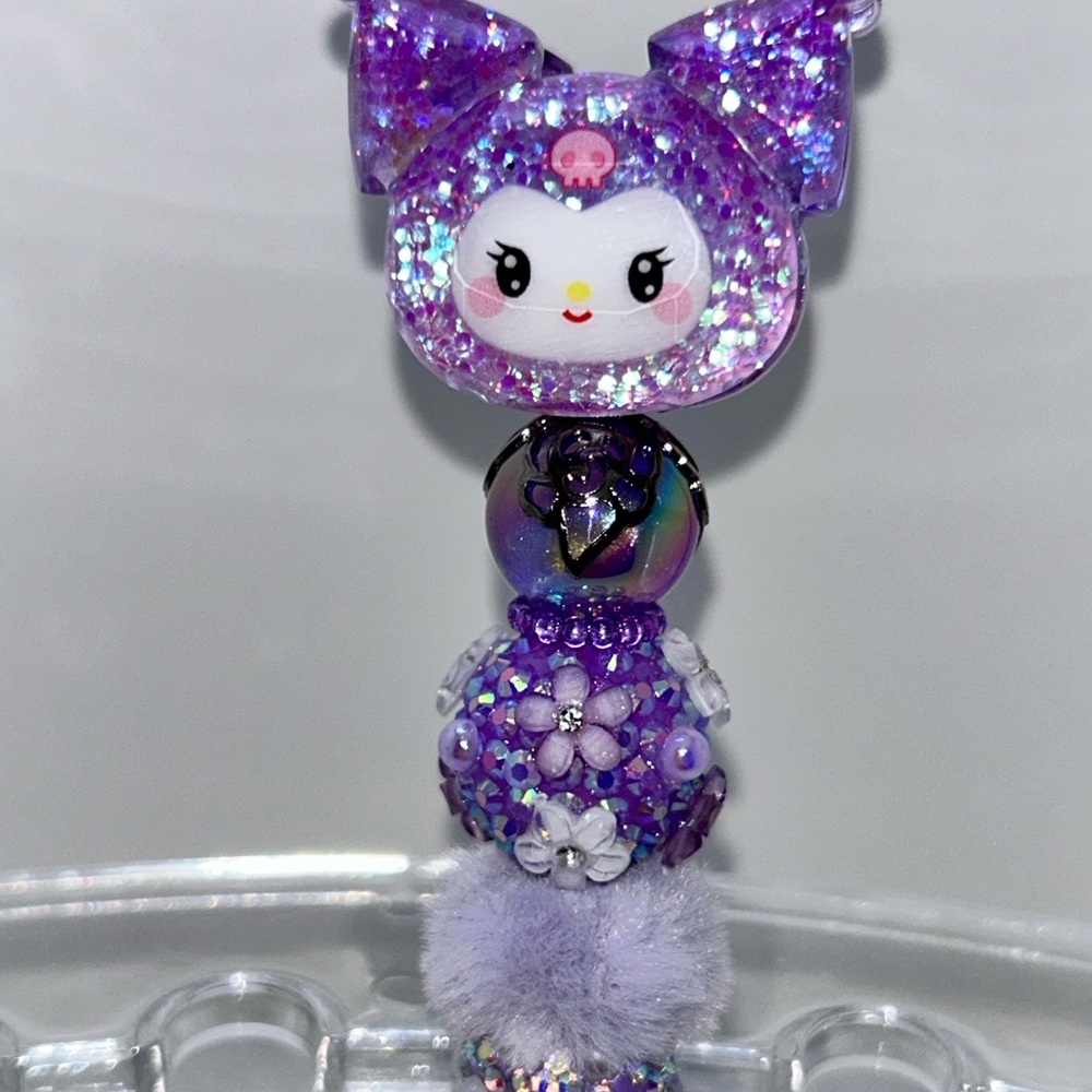 Purple Glitter Kuromi beaded pen